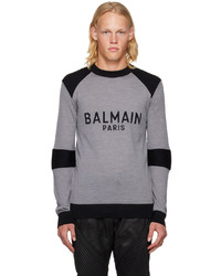 Balmain Gray Paneled Sweater