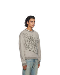 Reese Cooper®  Grey And Green Wool Branches Sweater