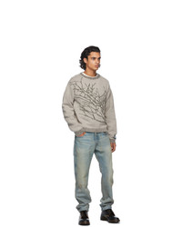 Reese Cooper®  Grey And Green Wool Branches Sweater