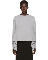 Alexander McQueen Grey Cashmere Asymmetric Sweater