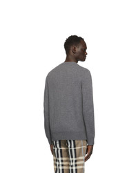Burberry Grey Cashmere Monogram Motif Sweater
