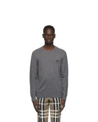 Burberry Grey Cashmere Monogram Motif Sweater