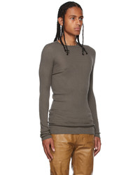 Rick Owens Grey Cashmere Ribbed Sweater