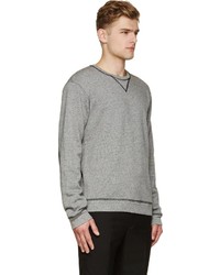 Maison Margiela Grey Leather Trimmed Knit Sweatshirt