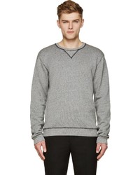 Maison Margiela Grey Leather Trimmed Knit Sweatshirt