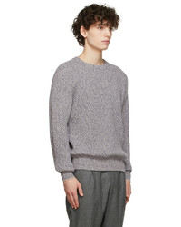 Brunello Cucinelli Grey Purple Silk Knit Sweater
