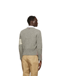 Thom Browne Grey Shetland Wool 4 Bar Crewneck Sweater