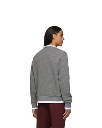 Thom Browne Grey Waffle Wool Relaxed Fit Crewneck Sweater