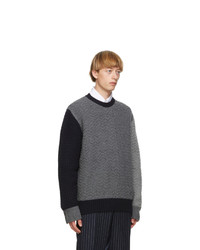 Thom Browne Grey Wool Collaged Links Stitch Sweater