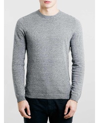 Topman Greywhite Cotton Twist Crew Neck Sweater