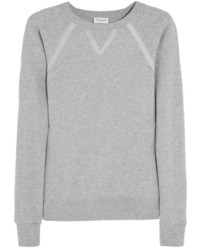 Saint Laurent Grosgrain Trimmed Cotton Jersey Sweatshirt