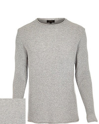 River Island Light Grey Lightweight Textured Sweater