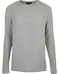 River Island Light Grey Plain Knitted Sweater
