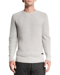 Belstaff Lincefield Textured Crewneck Sweater Pale Gray Melange