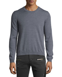 Just Cavalli Long Sleeve Crewneck Wool Sweater Gray