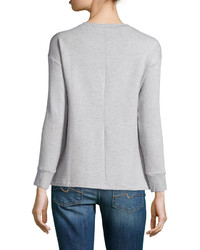 Neiman Marcus Long Sleeve Knit Sweater Gray
