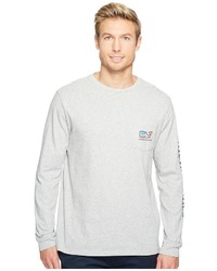 Vineyard Vines Long Sleeve Waving Flag Whale Fill Pocket Shirt T Shirt