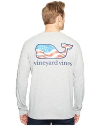 Vineyard Vines Long Sleeve Waving Flag Whale Fill Pocket Shirt T Shirt