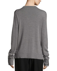 Michael Kors Michl Kors Collection Merino Wool Side Snap Sweater Gray
