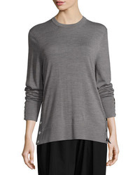 Michael Kors Michl Kors Collection Merino Wool Side Snap Sweater Gray