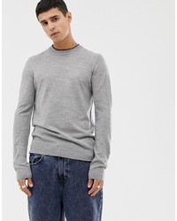 Collusion Muscle Fit Crew Neck Jumper In Grey