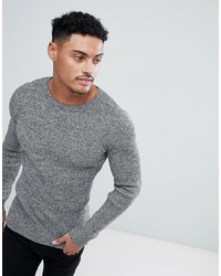 ASOS DESIGN Muscle Fit Ribbed Jumper In Black White Twist