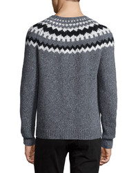 Vince Nordic Wool Blend Crewneck Sweater Charcoal