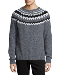 Vince Nordic Wool Blend Crewneck Sweater Charcoal