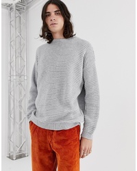 ASOS DESIGN Oversized Textured Knit Jumper In Grey