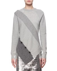 Proenza Schouler Paneled Wool Cashmere Asymmetric Sweater Gray