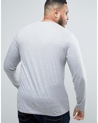 Asos Plus Long Sleeve T Shirt With Crew Neck In Gray Marl