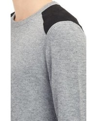 Rag and Bone Rag Bone Suede Shoulder Pullover Sweater Grey