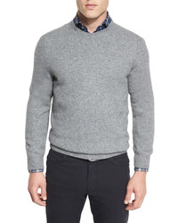 Ermenegildo Zegna Seamless Yak Crewneck Sweater Gray