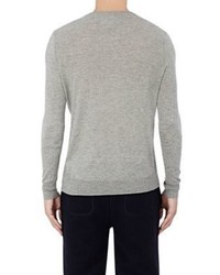 Band Of Outsiders Striped Inset Fine Gauge Knit Sweater Multi Si