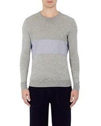Band Of Outsiders Striped Inset Fine Gauge Knit Sweater Multi Si