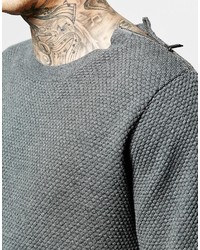 Lindbergh Sweater With Textured Knit Zip Shoulder