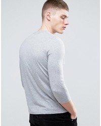 Asos T Shirt With 34 Sleeve And Crew Neck In Gray Marl