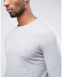 Asos Tall Long Sleeve T Shirt With Crew Neck In Gray Marl