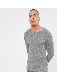 ASOS DESIGN Tall Muscle Fit Ribbed Jumper In Black White Twist
