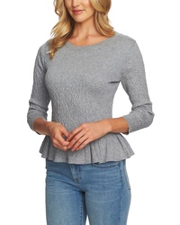 CeCe Textured Peplum Sweater