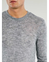Topman Gray Mohair Crew Sweater