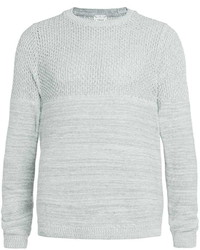 Topman Grey Textured Yoke Crew Neck Sweater