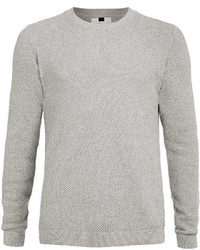 Topman Grey Waffle Textured Sweater