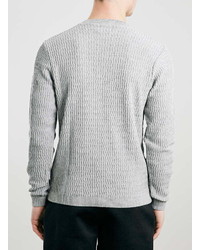 Topman Light Gray Wave Rib Sweater