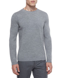 Theory Vernon Crewneck Wool Sweater Gray