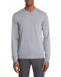 Emporio Armani Wool Crewneck Sweater In Solid Medium Grey At Nordstrom