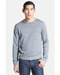Zegna Sport Wool Linen Crewneck Sweater Dark Grey Solid Large
