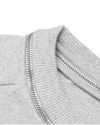 Saint Laurent Zip Detailed Cotton Blend Sweatshirt