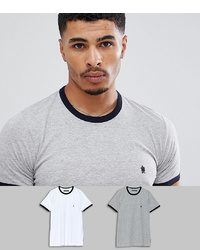 French Connection 2 Pack Ringer T Shirts Light Grey M