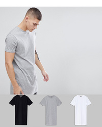 ASOS DESIGN 3 Pack Super Longline T Shirt Save